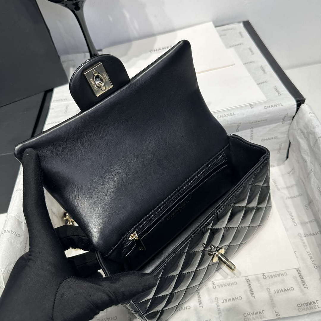 Chanel AS2431 Mini Classic Handbag With Top Handle Patent calfskin CC19020 - Default Title - View 7