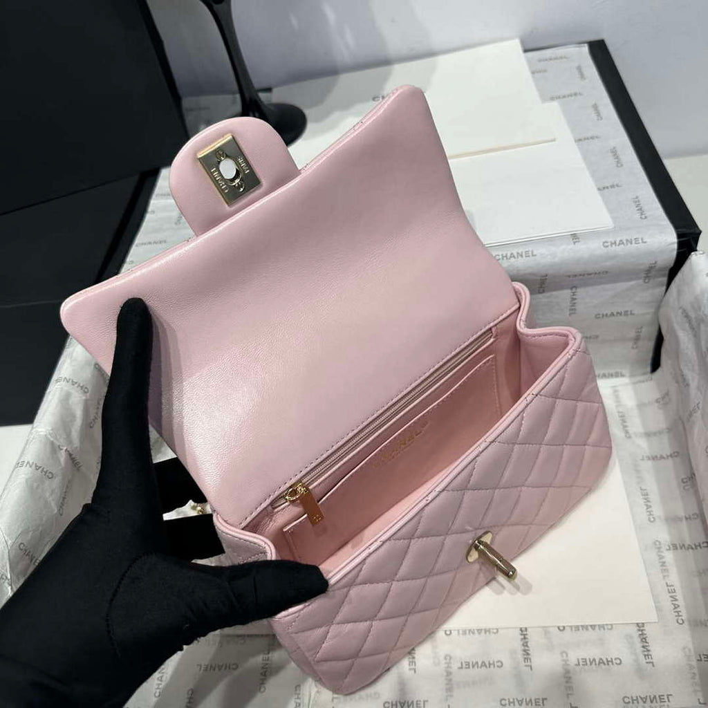 Chanel AS2431 Mini Classic Handbag With Top Handle Lambskin CC19017