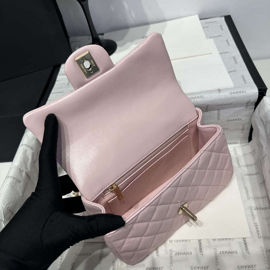 Chanel AS2431 Mini Classic Handbag With Top Handle Lambskin CC19017