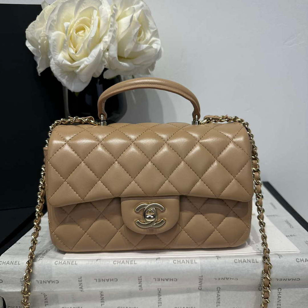Chanel AS2431 Mini Classic Handbag With Top Handle Lambskin CC19019