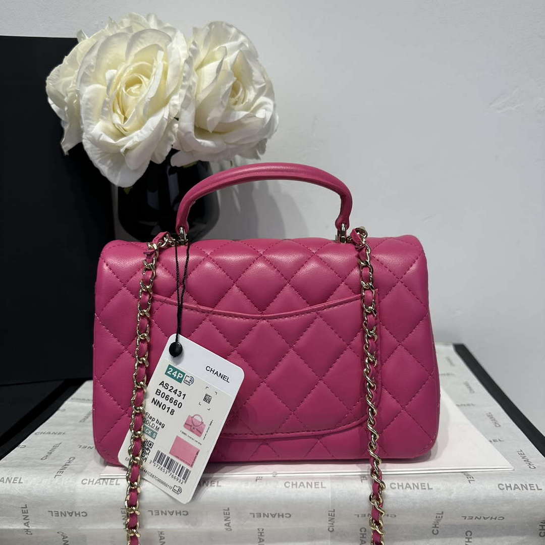 Chanel AS2431 Mini Classic Handbag With Top Handle Lambskin CC19007 - Default Title - View 6
