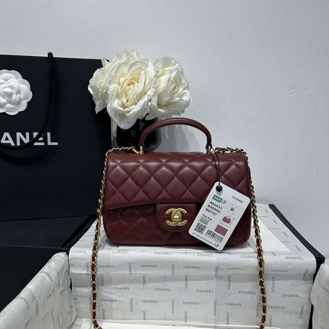 Chanel AS2431 Mini Classic Handbag With Top Handle Lambskin CC19011 - Default Title - View 1