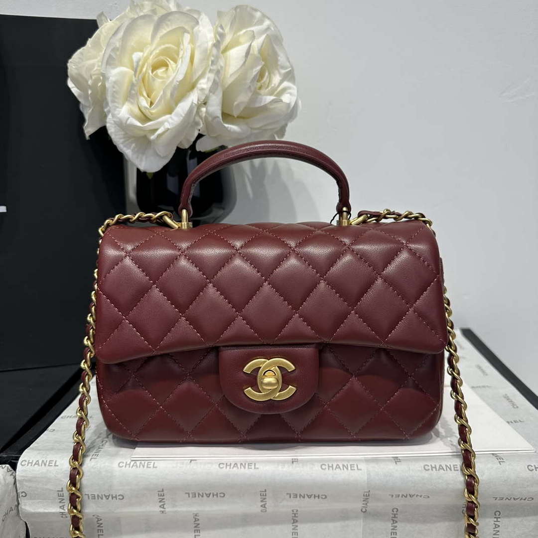 Chanel AS2431 Mini Classic Handbag With Top Handle Lambskin CC19011