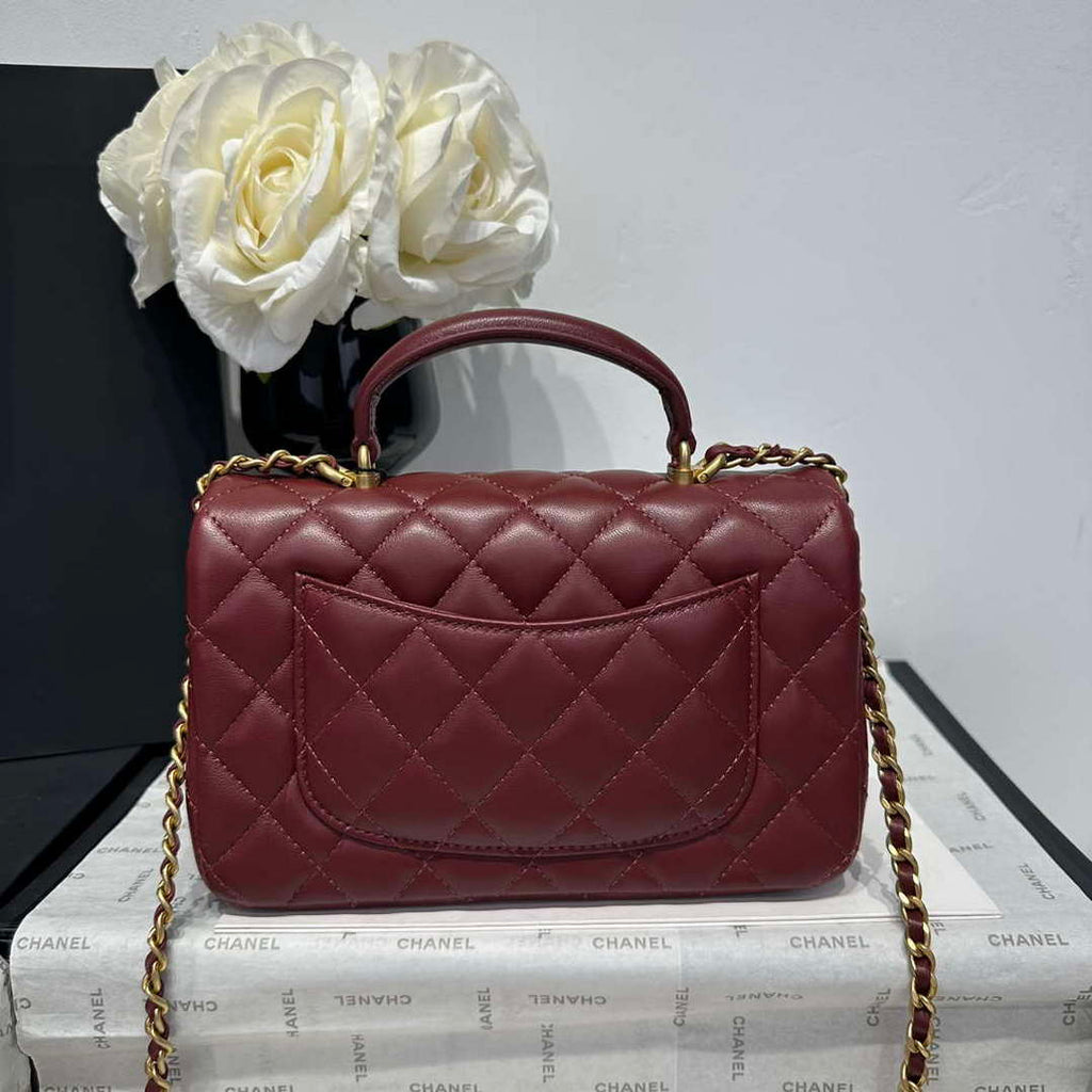 Chanel AS2431 Mini Classic Handbag With Top Handle Lambskin CC19011