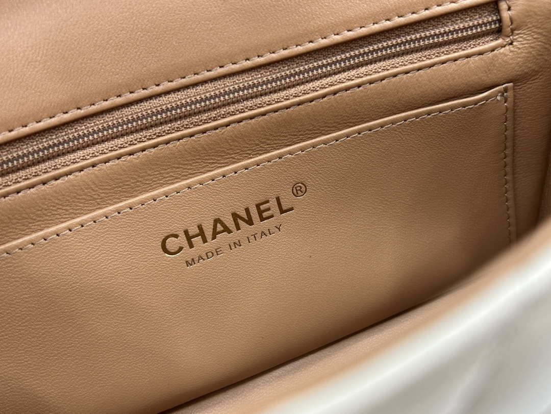 Chanel AS2431 Mini flap Apricot with Brown Lambskin bag with top handle Gold - Default Title - View 9