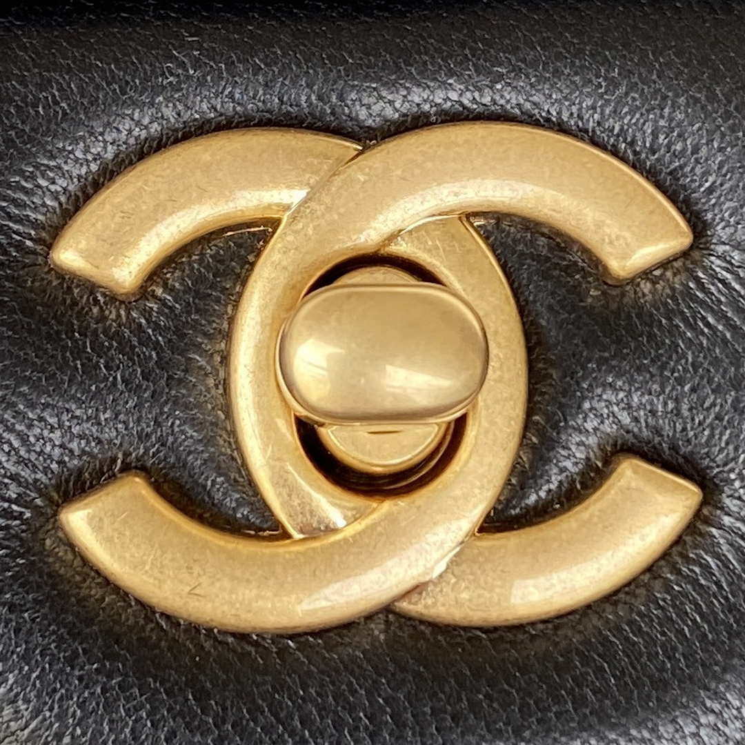 Chanel AS2431 Mini flap Black Lambskin bag with top handle Gold - Default Title - View 3