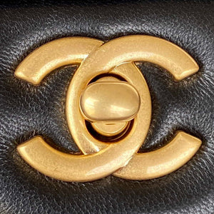 Chanel AS2431 Mini flap Black Lambskin bag with top handle Gold - Default Title - View 3