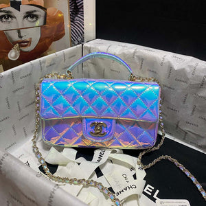 Chanel AS2431 Mini flap Fantasy Mirror Calfskin & Gold-Tone Metal Blue - Default Title - View 1