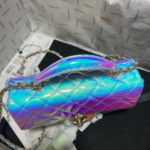 Chanel AS2431 Mini flap Fantasy Mirror Calfskin & Gold-Tone Metal Blue - Default Title - View 3