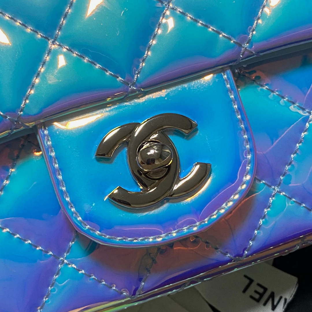 Chanel AS2431 Mini flap Fantasy Mirror Calfskin & Gold-Tone Metal Blue - Default Title - View 4