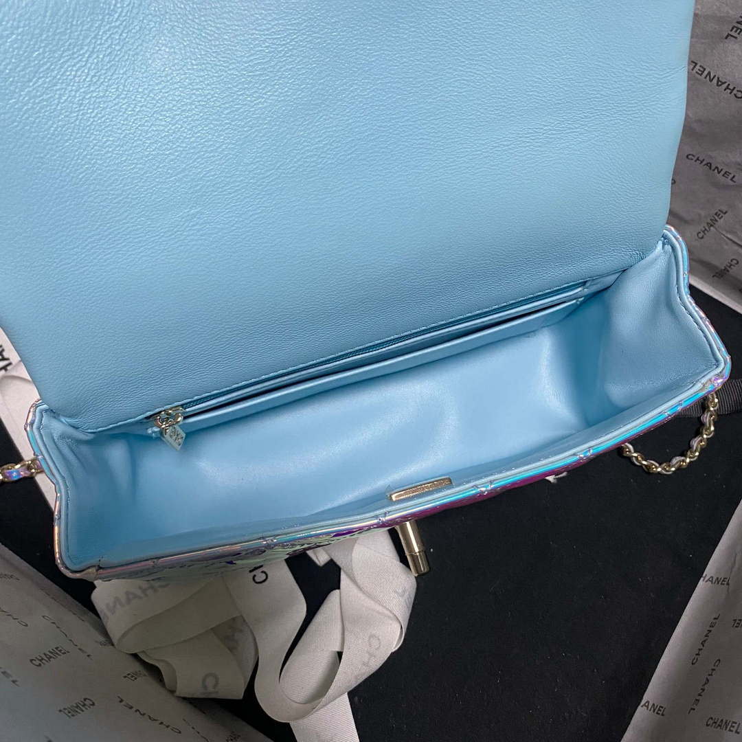 Chanel AS2431 Mini flap Fantasy Mirror Calfskin & Gold-Tone Metal Blue - Default Title - View 7
