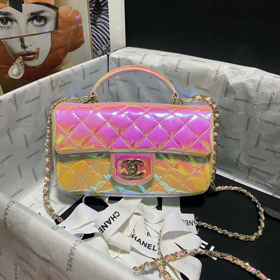 Chanel AS2431 Mini flap Fantasy Mirror Calfskin & Gold-Tone Metal Pink - Default Title - View 1