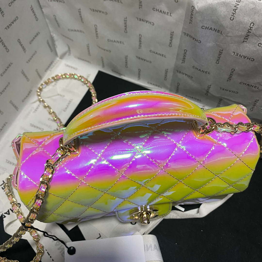 Chanel AS2431 Mini flap Fantasy Mirror Calfskin & Gold-Tone Metal Pink - Default Title - View 3