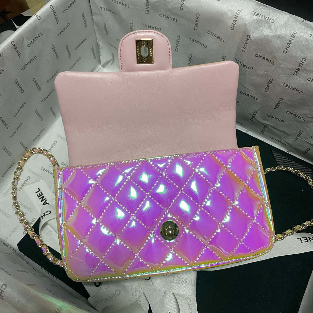 Chanel AS2431 Mini flap Fantasy Mirror Calfskin & Gold-Tone Metal Pink - Default Title - View 6
