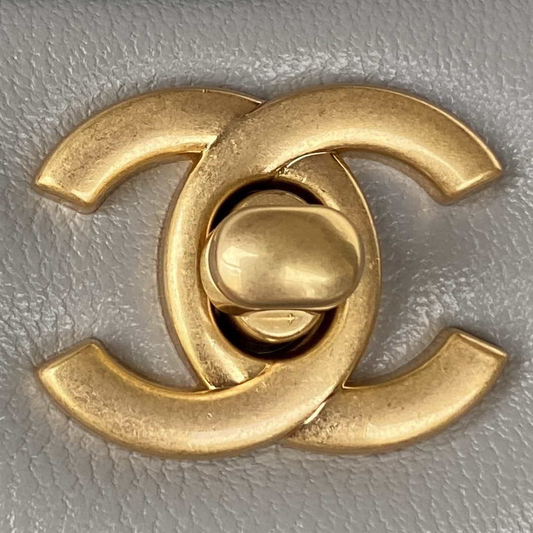 Chanel AS2431 Mini flap Gray Lambskin bag with top handle Gold - Default Title - View 3