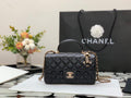 Chanel AS2431 Mini flap Lambskin bag with top handle Black Lion Bright Gold