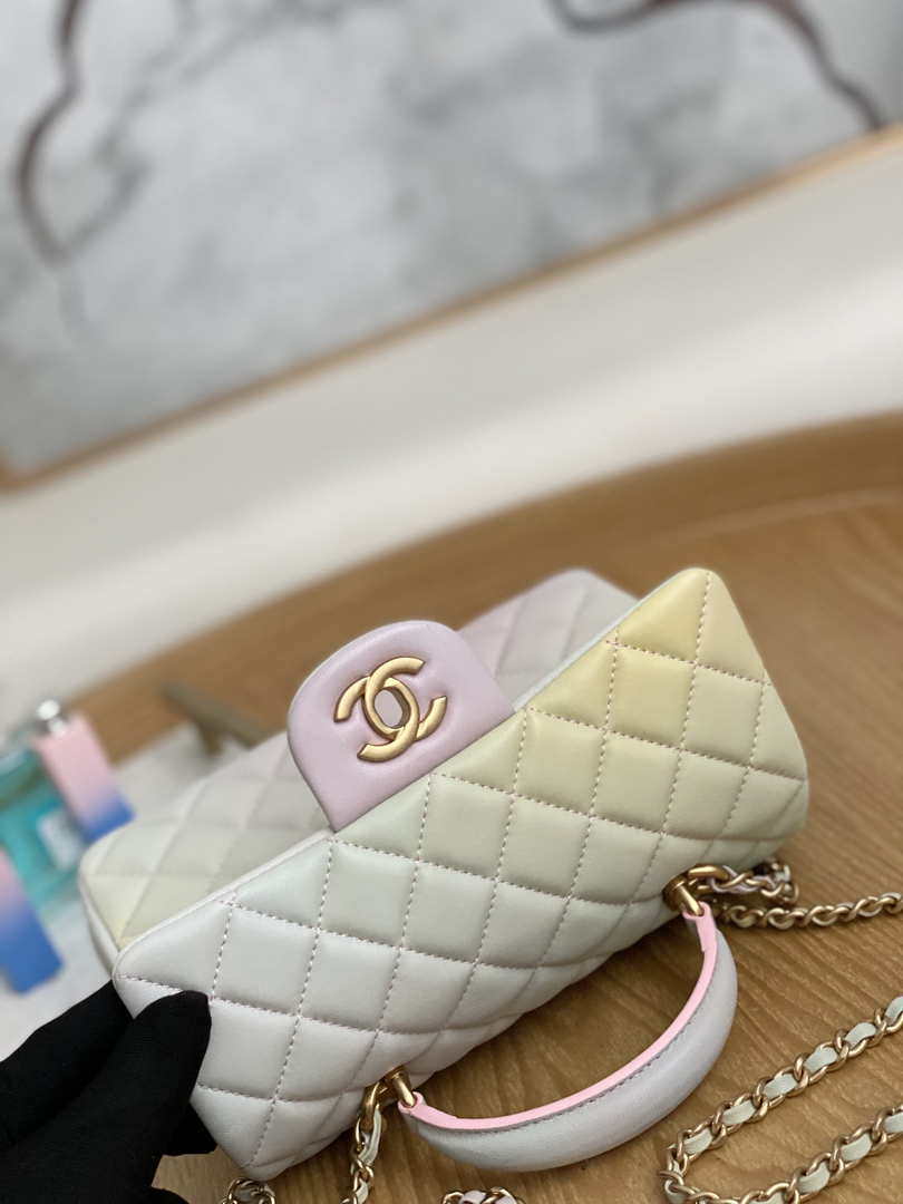Chanel AS2431 Mini Flap Lambskin Bag with top Handle Gradient Beige - Default Title - View 3