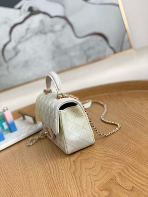 Chanel AS2431 Mini Flap Lambskin Bag with top Handle Gradient Beige - Default Title - View 5