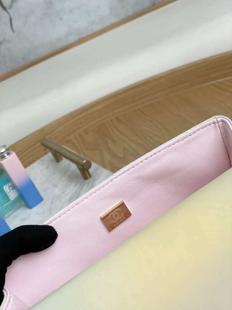 Chanel AS2431 Mini Flap Lambskin Bag with top Handle Gradient Beige