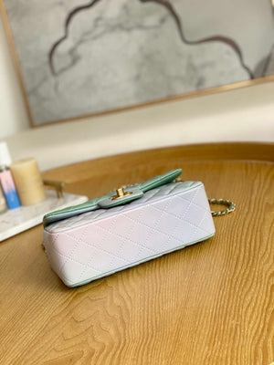 Chanel AS2431 Mini Flap Lambskin Bag with top Handle Gradient Green - Default Title - View 5