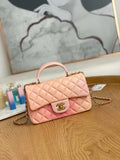 Chanel AS2431 Mini Flap Lambskin Bag with top Handle Gradient Pink