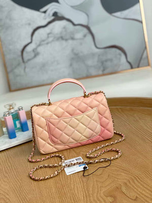 Chanel AS2431 Mini Flap Lambskin Bag with top Handle Gradient Pink - Default Title - View 2