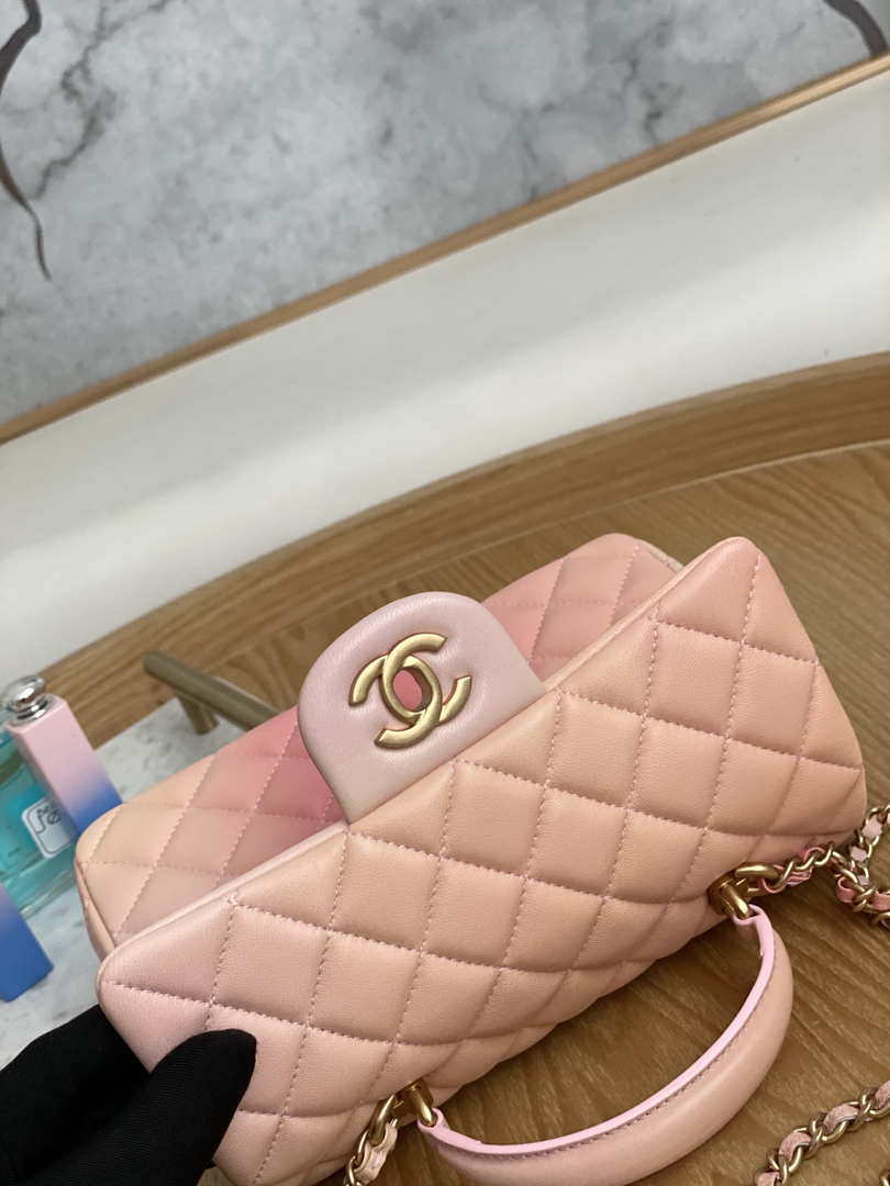 Chanel AS2431 Mini Flap Lambskin Bag with top Handle Gradient Pink