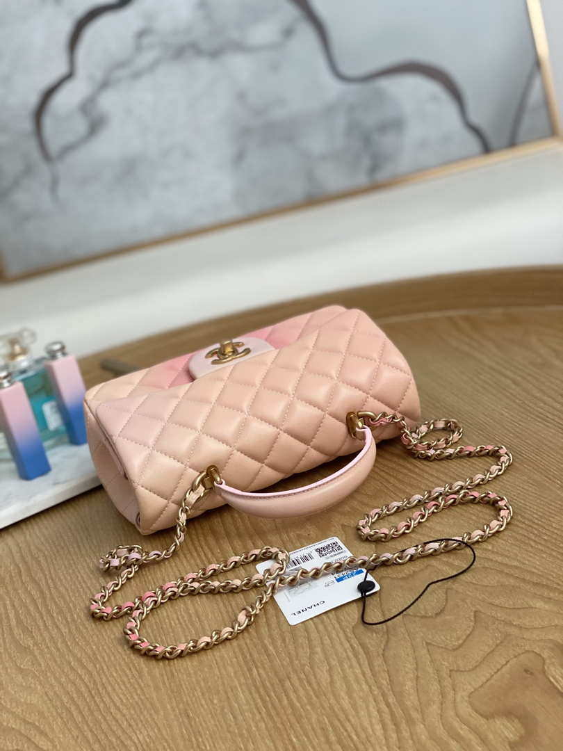 Chanel AS2431 Mini Flap Lambskin Bag with top Handle Gradient Pink - Default Title - View 4