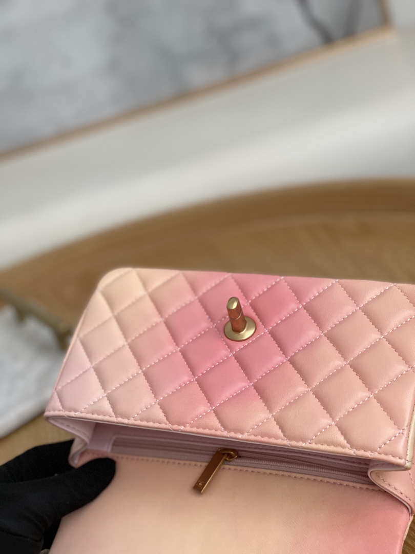 Chanel AS2431 Mini Flap Lambskin Bag with top Handle Gradient Pink