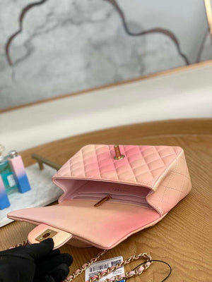 Chanel AS2431 Mini Flap Lambskin Bag with top Handle Gradient Pink - Default Title - View 7