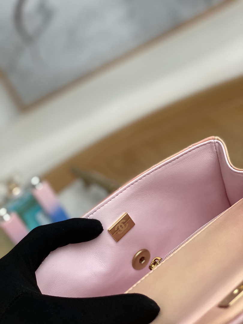 Chanel AS2431 Mini Flap Lambskin Bag with top Handle Gradient Pink - Default Title - View 9