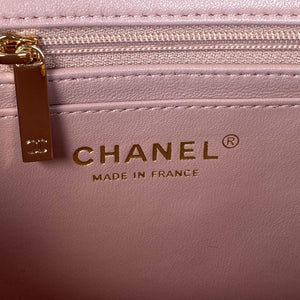 Chanel AS2431 Mini flap Lambskin bag with top handle Light gold Dark Pink - Default Title - View 8