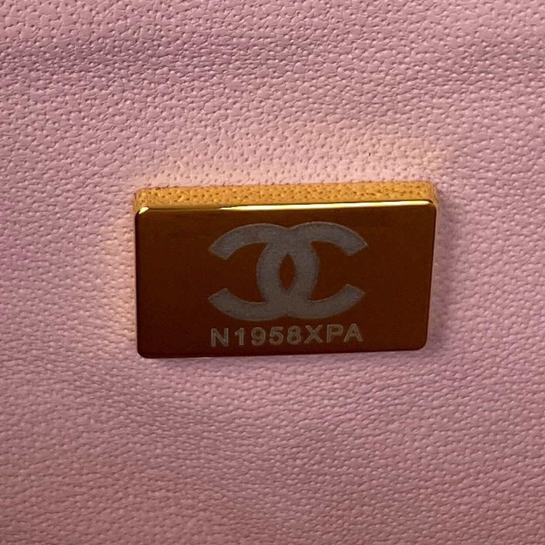 Chanel AS2431 Mini flap Lambskin bag with top handle Light gold Dark Pink - Default Title - View 9