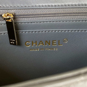 Chanel AS2431 Mini flap Lambskin bag with top handle Light gold Dark Gray - Default Title - View 8