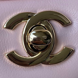 Chanel AS2431 Mini flap Lambskin bag with top handle Light gold Pink - Default Title - View 3