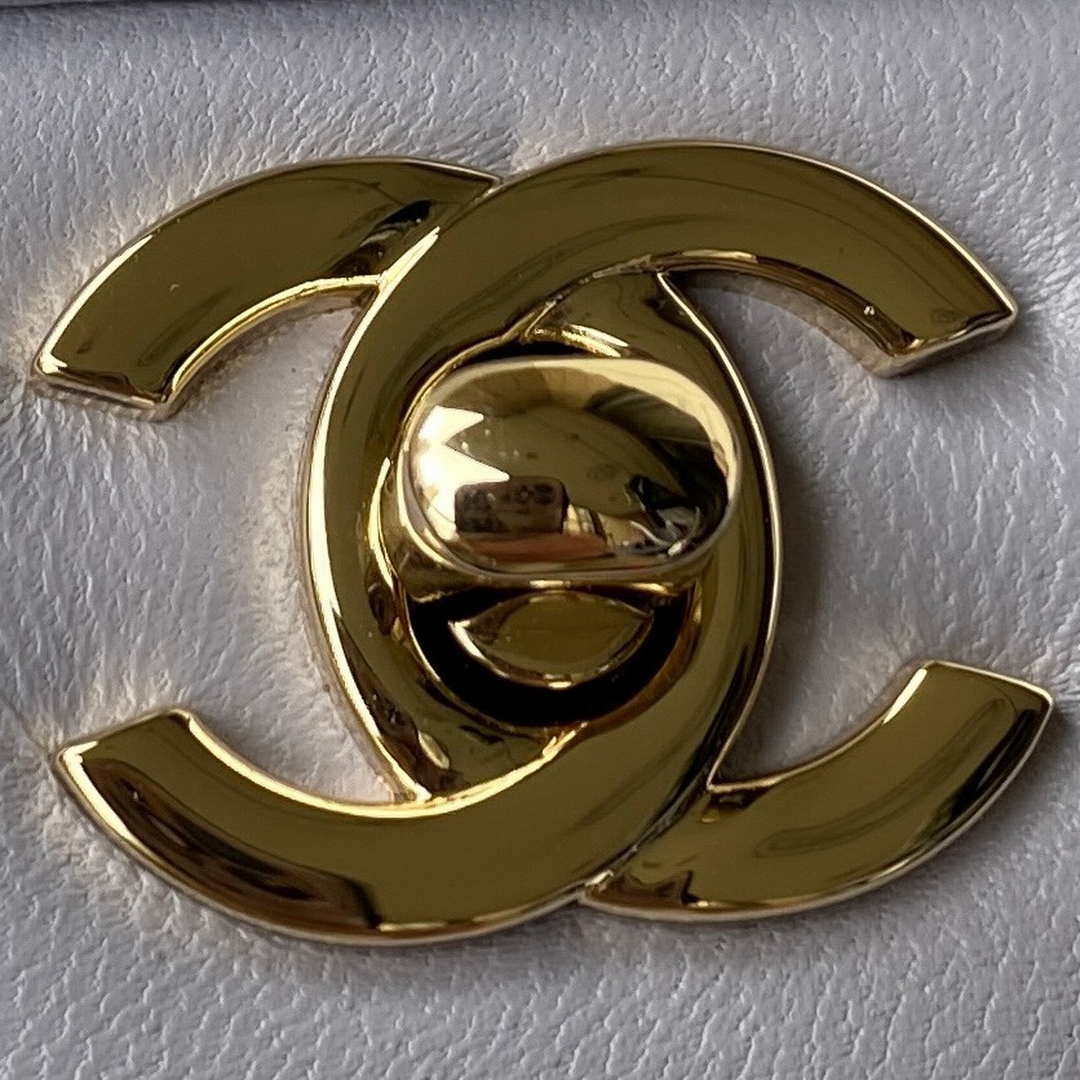 Chanel AS2431 Mini flap Lambskin bag with top handle Light gold Purple - Default Title - View 3