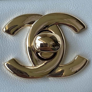 Chanel AS2431 Mini flap Lambskin bag with top handle Light gold White - Default Title - View 6