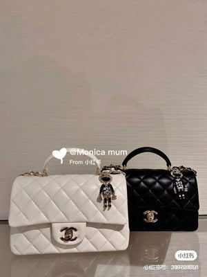 Chanel AS2431 Mini flap Lambskin bag with top handle White Lion Bright Gold - Default Title - View 8
