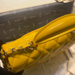 Chanel AS2431 Mini Flap Lambskin Bag with top Handle Yellow Bright gold - Default Title - View 3