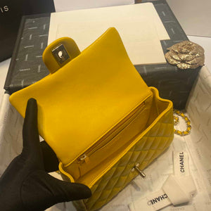 Chanel AS2431 Mini Flap Lambskin Bag with top Handle Yellow Bright gold - Default Title - View 7