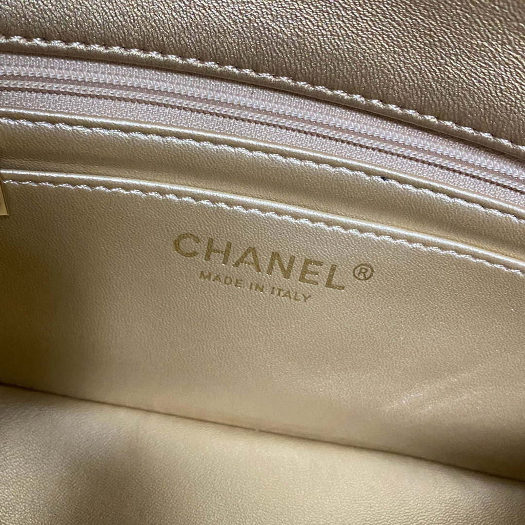 Chanel AS2431 Mini flap Mirror Calfskin Metallic Calfskin & Gold-Tone Metal Gold