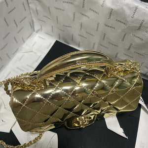 Chanel AS2431 Mini flap Mirror Calfskin Metallic Calfskin & Gold-Tone Metal Gold - Default Title - View 9