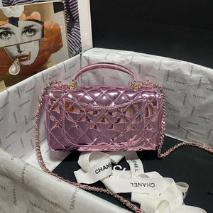 Chanel AS2431 Mini flap Mirror Calfskin Metallic Calfskin & Gold-Tone Metal Purple - Default Title - View 2
