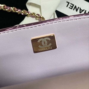 Chanel AS2431 Mini flap Mirror Calfskin Metallic Calfskin & Gold-Tone Metal Purple - Default Title - View 9
