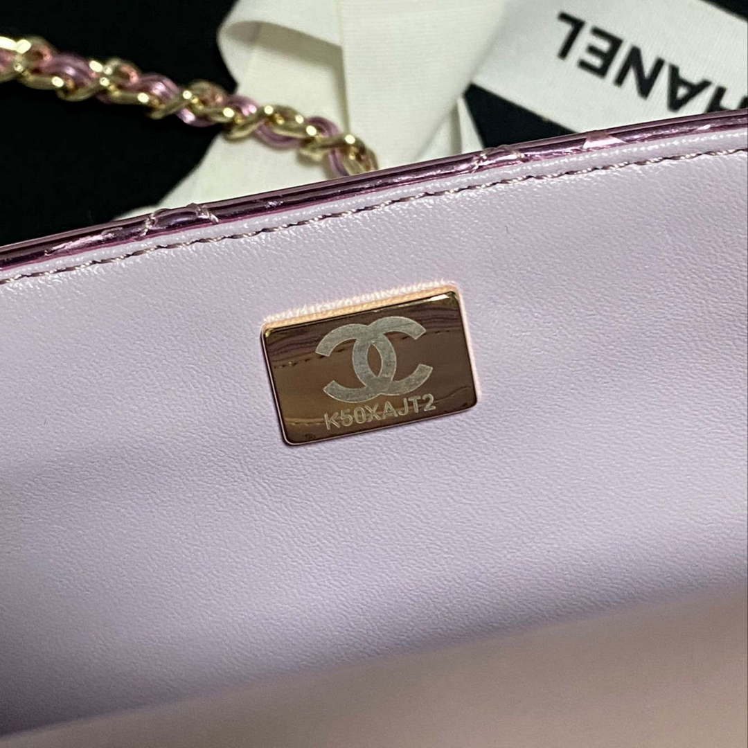 Chanel AS2431 Mini flap Mirror Calfskin Metallic Calfskin & Gold-Tone Metal Purple