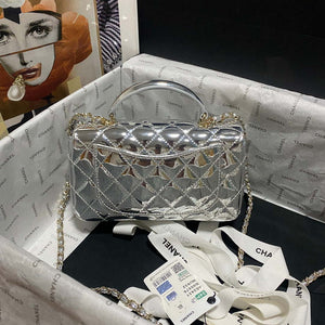 Chanel AS2431 Mini flap Mirror Calfskin Metallic Calfskin & Gold-Tone Metal Silver - Default Title - View 2
