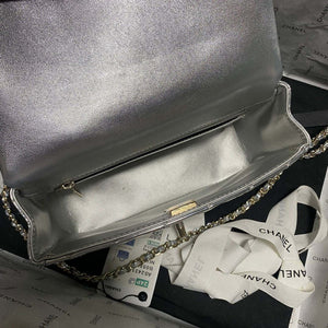 Chanel AS2431 Mini flap Mirror Calfskin Metallic Calfskin & Gold-Tone Metal Silver - Default Title - View 5