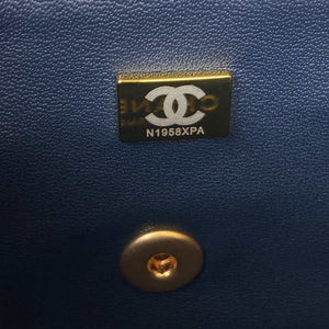 Chanel AS2431 Mini flap Navy Blue Lambskin bag with top handle Gold - Default Title - View 9