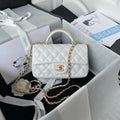 Chanel AS2431 Mini flap White Lambskin bag with top handle Gold - Default Title - View 1