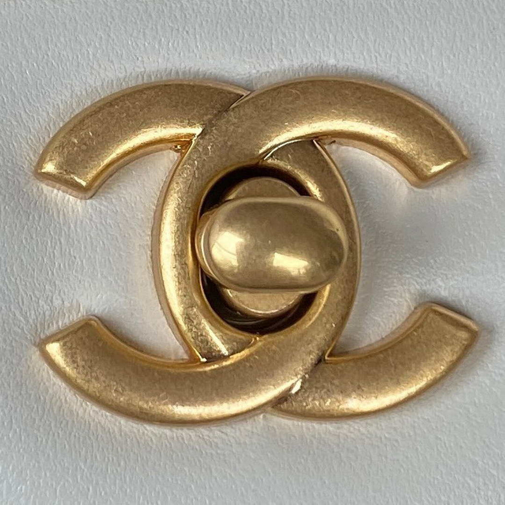 Chanel AS2431 Mini flap White Lambskin bag with top handle Gold